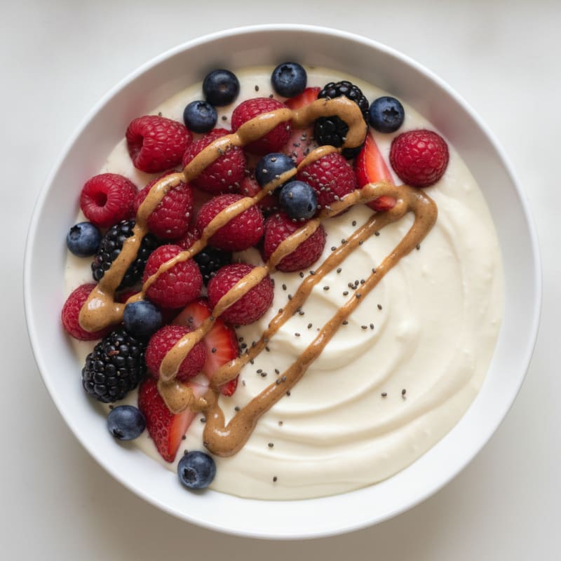 Silky Greek Yogurt Protein Pudding with Mixed Berries