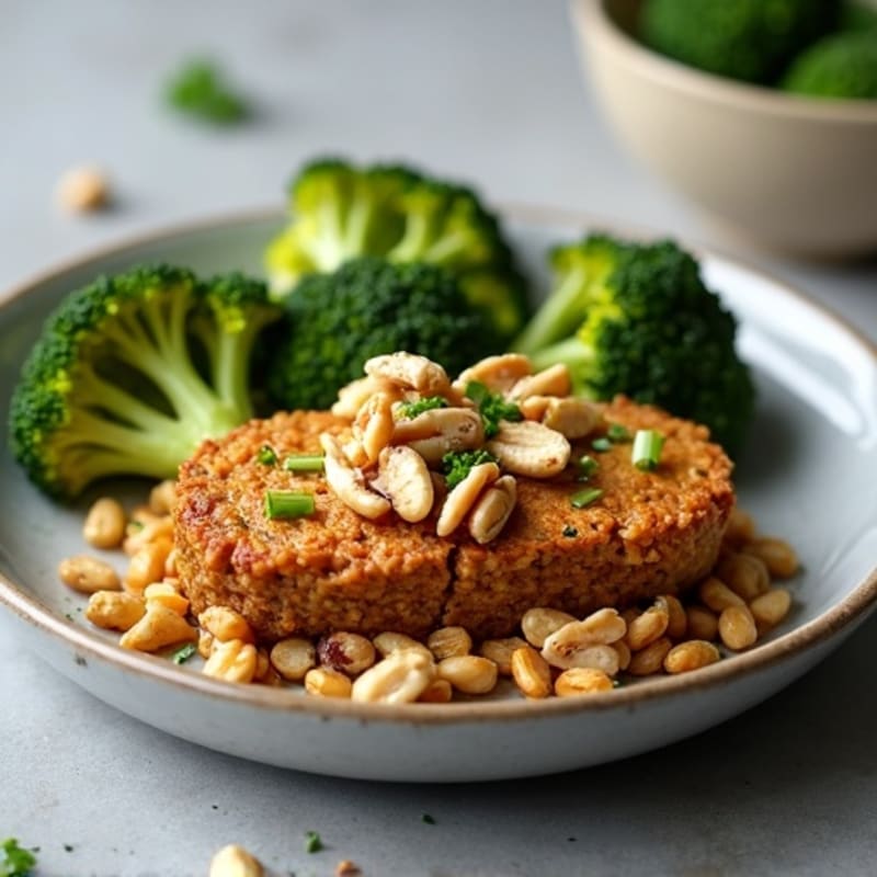 Lentil Walnut Protein Loaf with Roasted Broccoli
