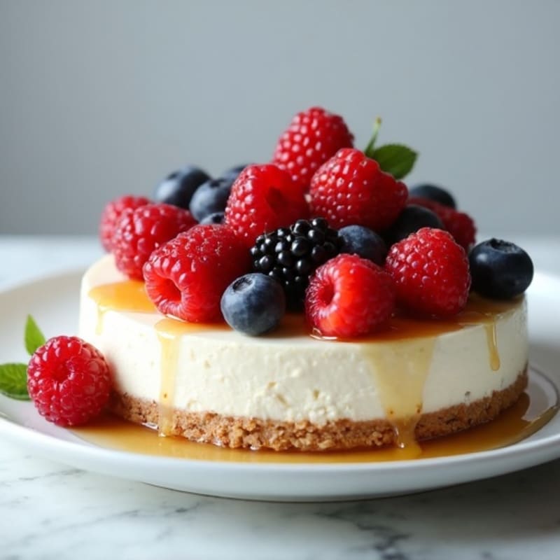 Greek Yogurt Protein Cheesecake with Mixed Berries