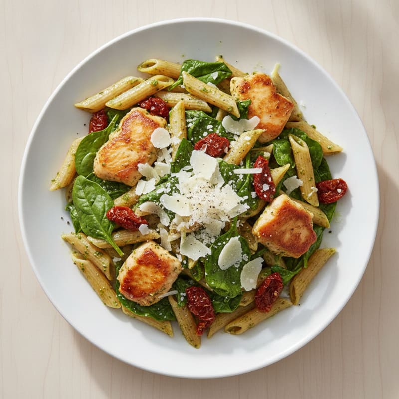 Chicken Pesto Pasta with Sun-Dried Tomatoes