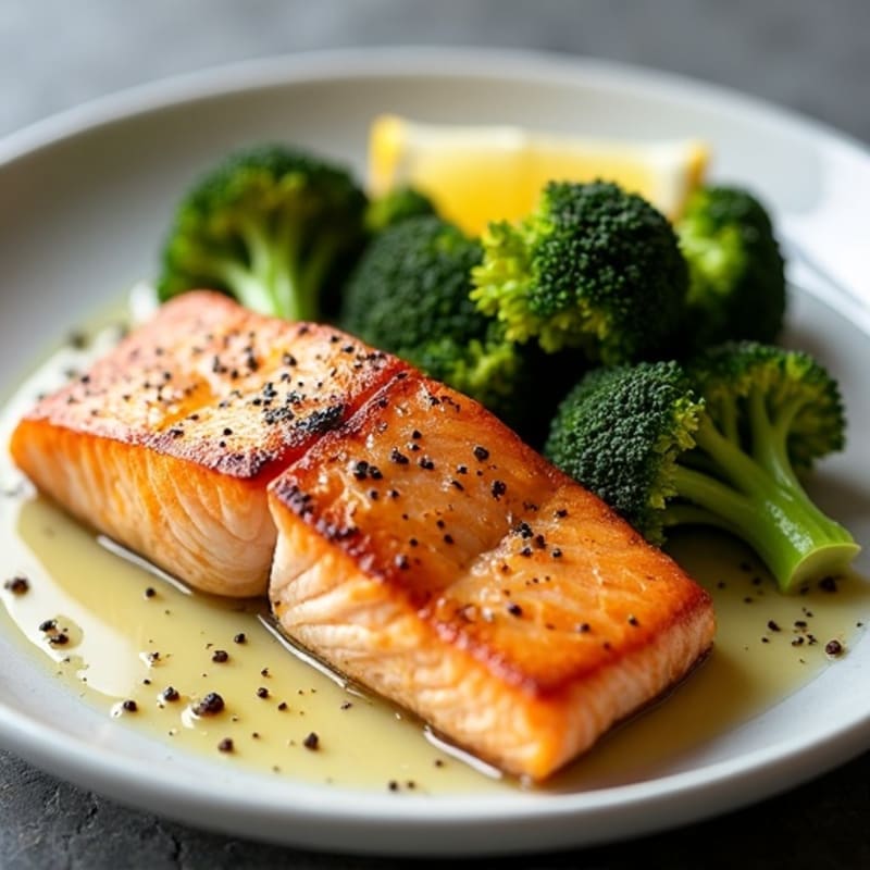 Crispy Pan-Seared Salmon with Roasted Broccoli