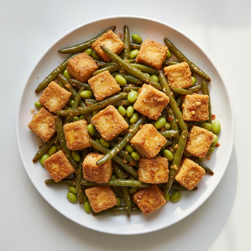 Ginger-Garlic Tofu with Blistered Green Beans