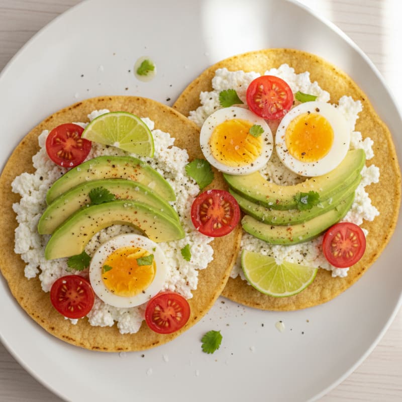 Cottage Cheese Tostada with Avocado and Tomato