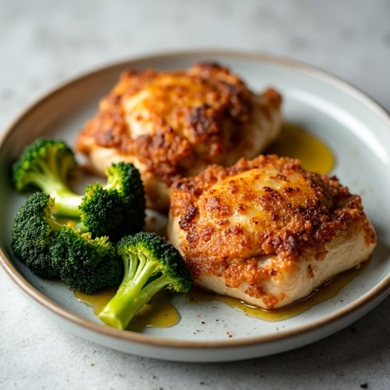 Crispy Baked Chicken Thighs with Roasted Broccoli