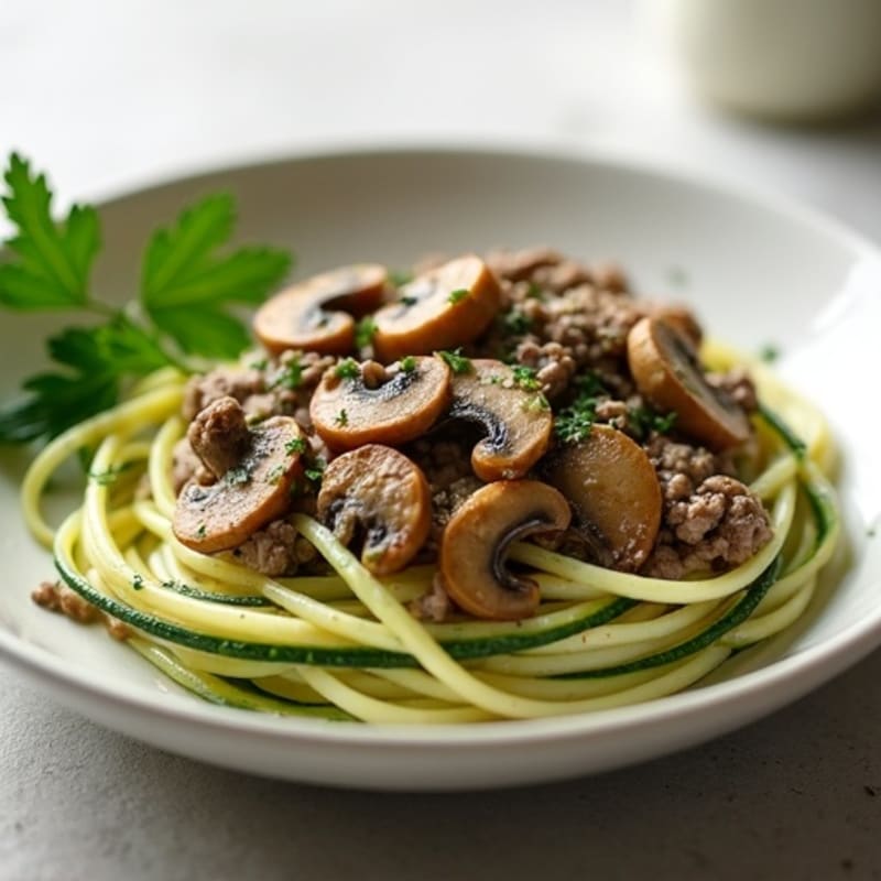 Creamy Beef and Mushroom Skillet with Zucchini Noodles