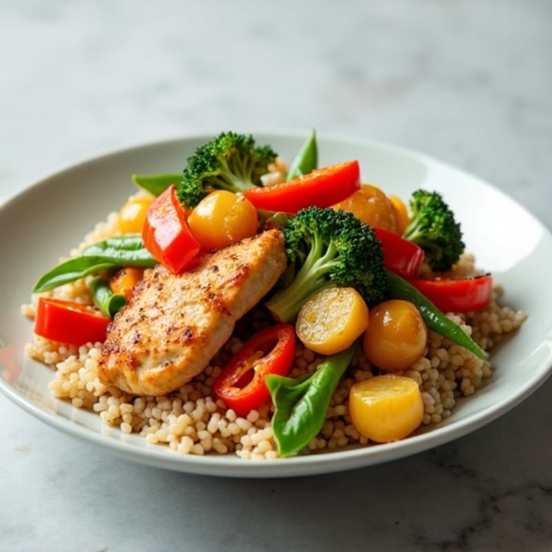 Chicken & Crispy Vegetable Stir-Fry with Brown Rice