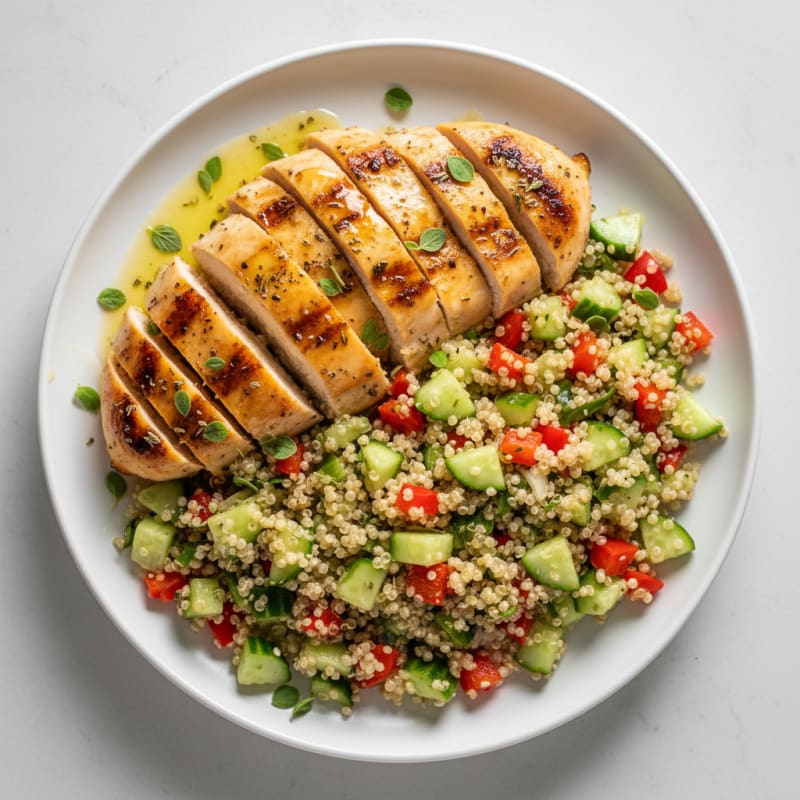 Grilled Lemon Herb Chicken with Crunchy Quinoa Salad