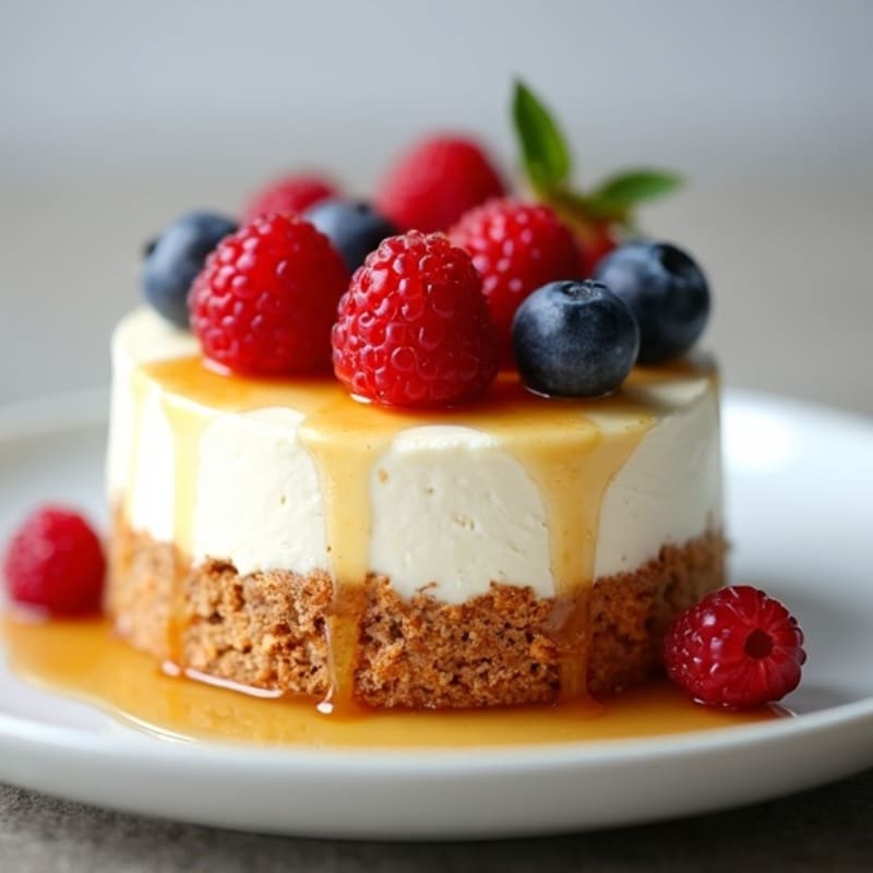 Greek Yogurt Protein Cheesecake with Mixed Berries