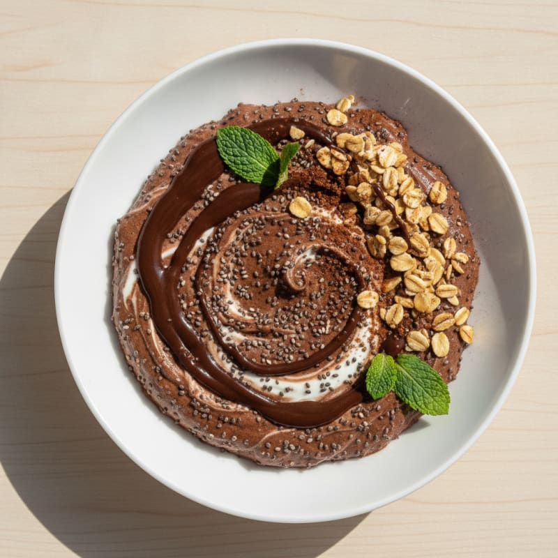 Greek Yogurt Protein Mousse with Cocoa and Chia Seeds