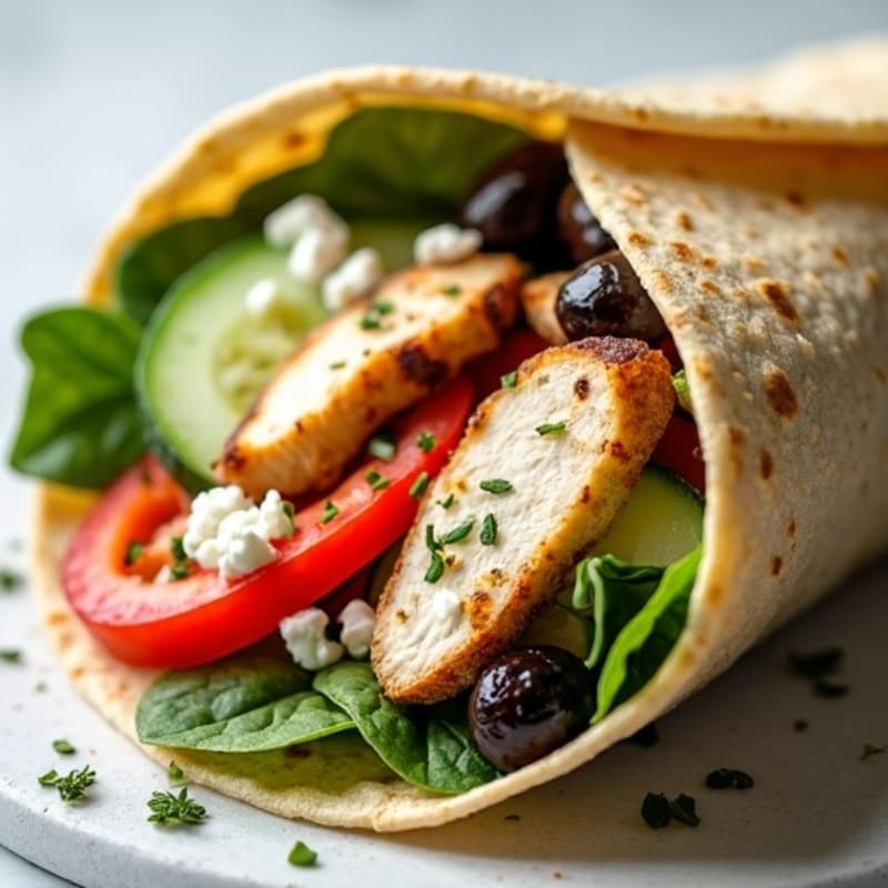 Creamy Mediterranean-Style Chicken Wrap with Fresh Vegetables