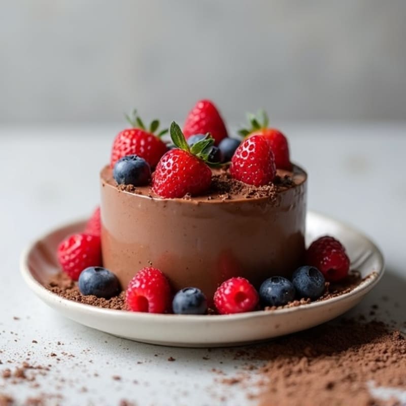 Silky Chocolate Protein Pudding with Mixed Berries