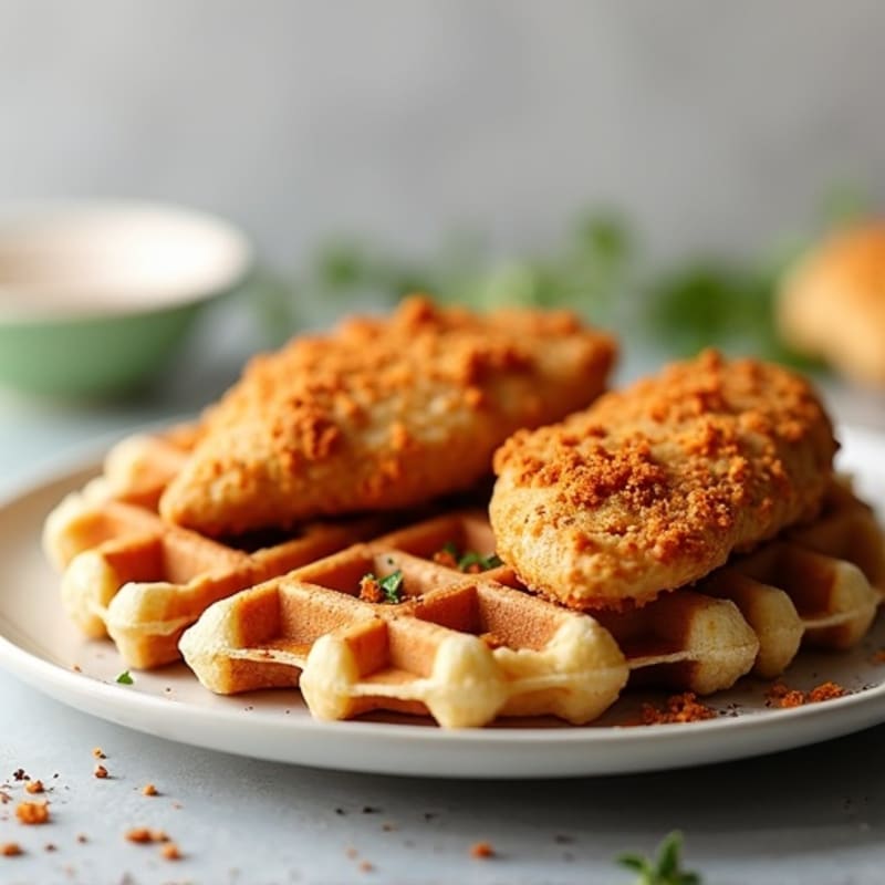 Healthy Crispy Baked Chicken with Whole Wheat Waffles