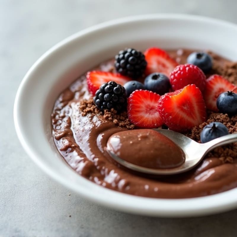 Silky Chocolate Protein Pudding with Mixed Berries