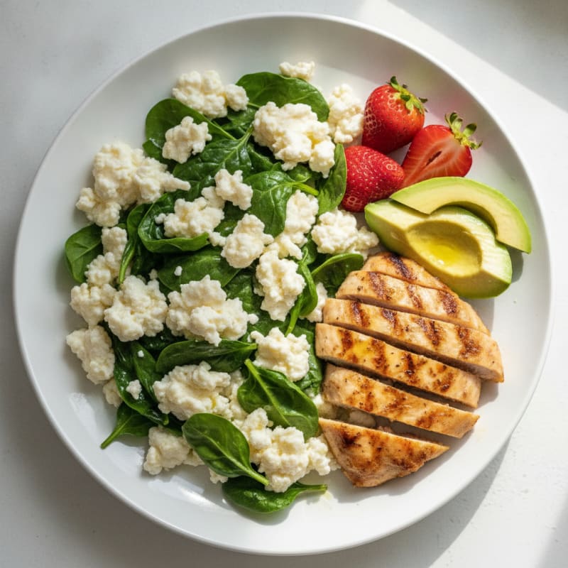 Egg White Scramble with Spinach and Grilled Chicken