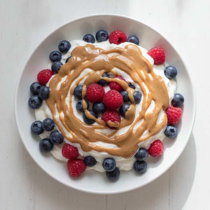 Greek Yogurt Protein Parfait with Mixed Berries and Almond Butter