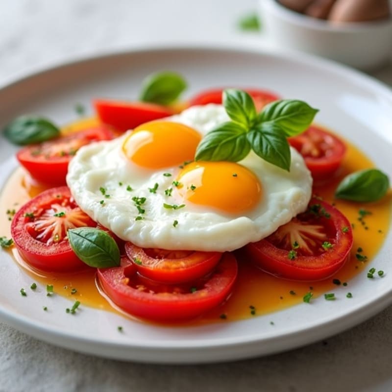 Fresh Tomato and Bell Pepper Poached Eggs