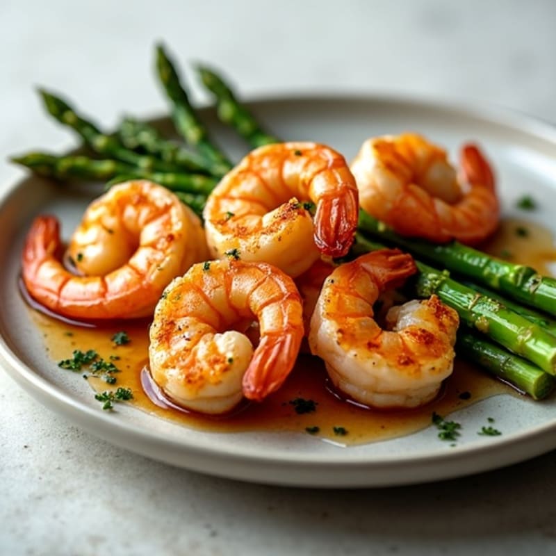 Pan-Seared Teriyaki Shrimp with Crisp Asparagus