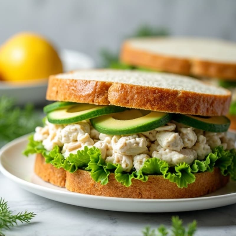 Creamy Dill Chicken Salad Sandwich with Fresh Greens