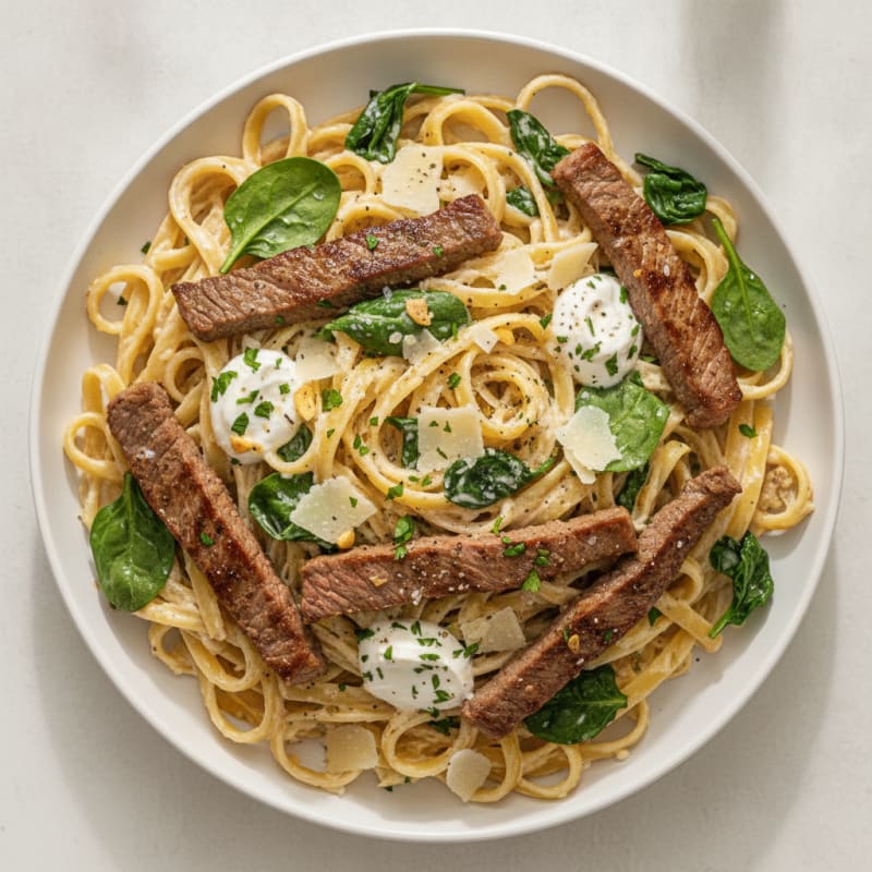 Garlic Butter Steak Fettuccine Alfredo