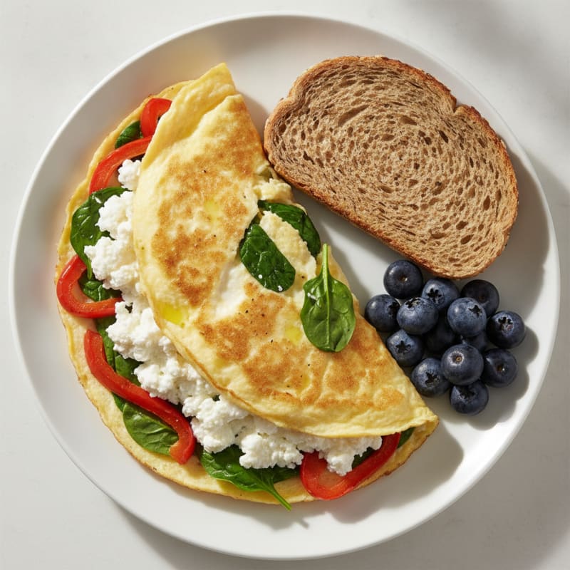 Egg White Veggie Omelet with Cottage Cheese