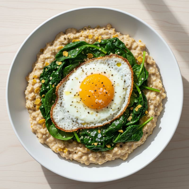 Savory Oatmeal Bowl with Fried Egg