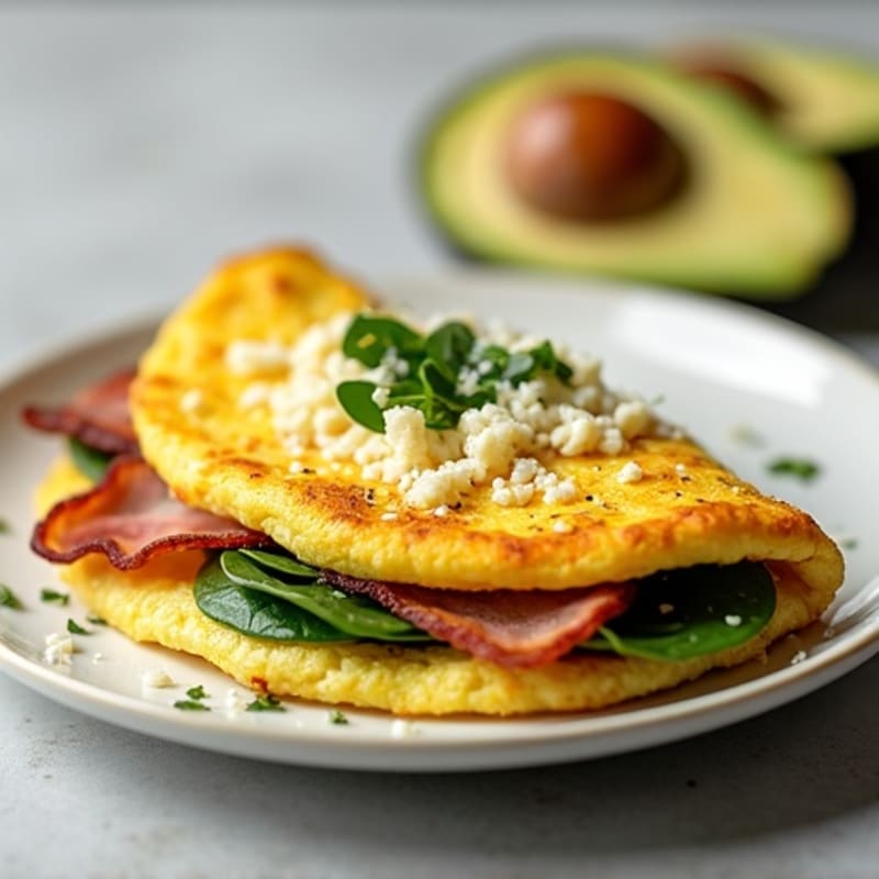 Egg White Omelet with Spinach and Turkey Bacon