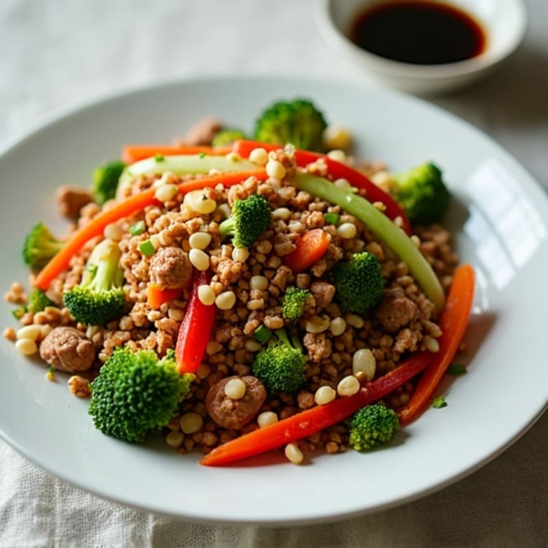 Ginger-Garlic Ground Turkey Stir-Fry with Crispy Vegetables