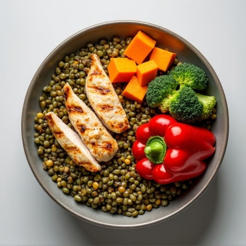 Protein-Packed Lentil and Roasted Vegetable Bowl