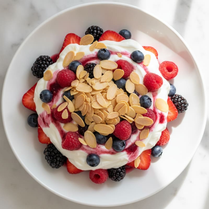 Greek Yogurt Parfait with Mixed Berries and Almonds