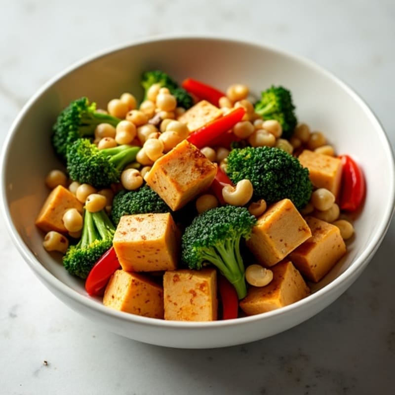 Silky Tofu and Chickpea Stir-Fry with Broccoli and Cashews