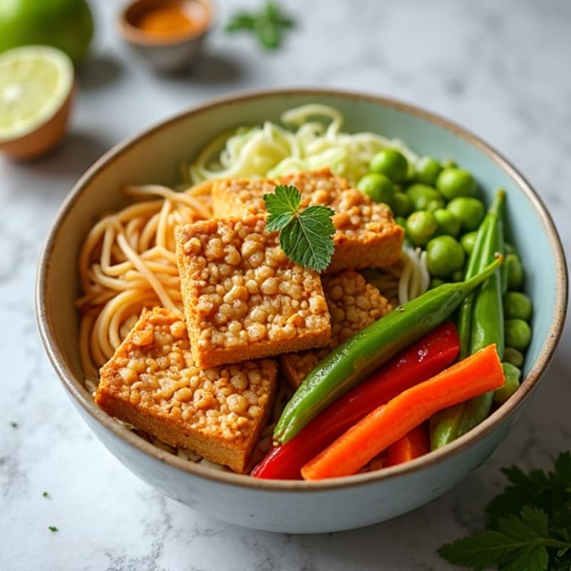 Silky Vegan Thai Peanut Noodles with Crispy Baked Tofu