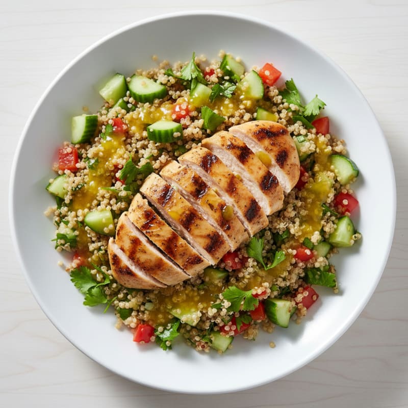 Grilled Chicken and Quinoa Salad with Crunchy Vegetables