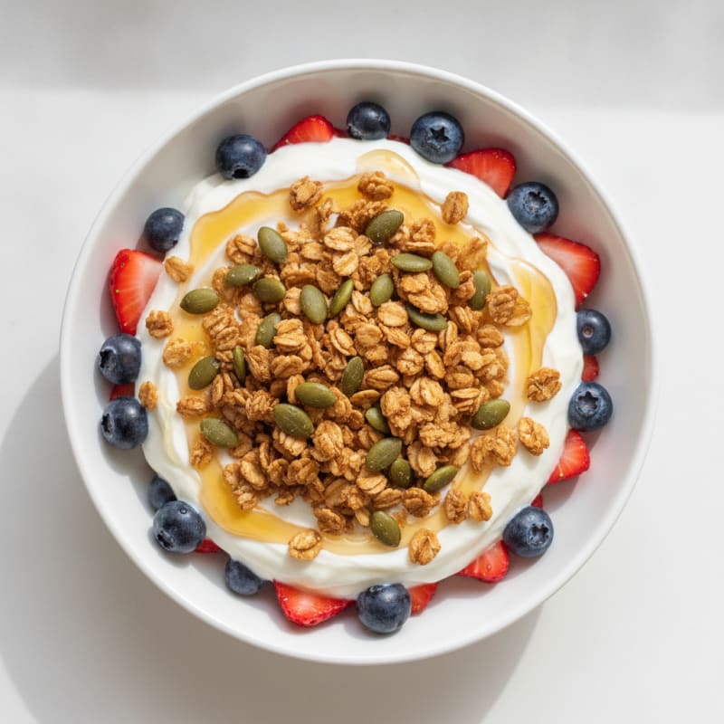 Creamy Greek Yogurt Parfait with Fresh Berries and Pumpkin Seeds