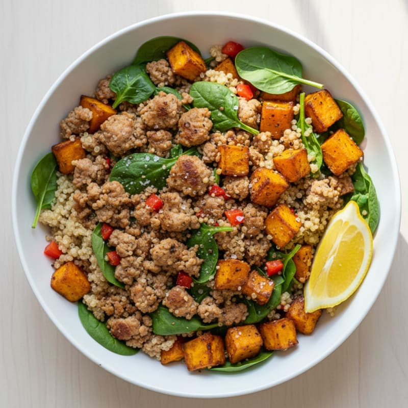 Turkey Quinoa Power Bowl with Sweet Potatoes