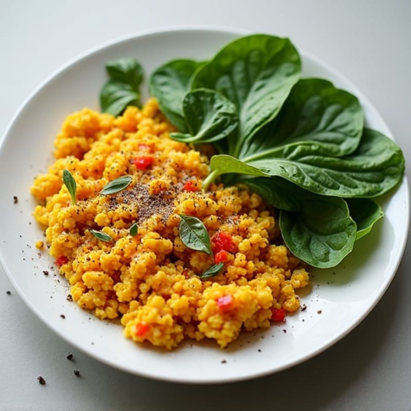 Creamy Tofu Scramble with Spinach and Hemp Seeds