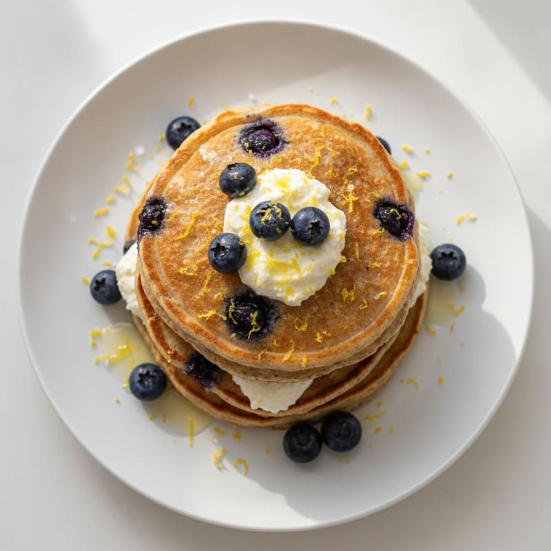Blueberry Ricotta Pancakes with Lemon Zest