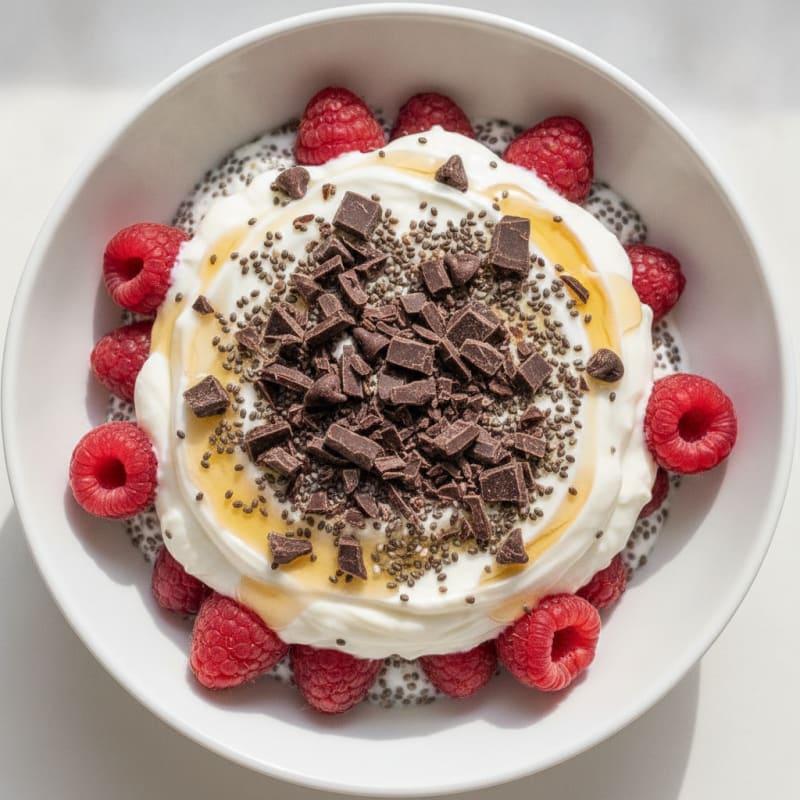 Greek Yogurt Protein Parfait with Chia and Dark Chocolate