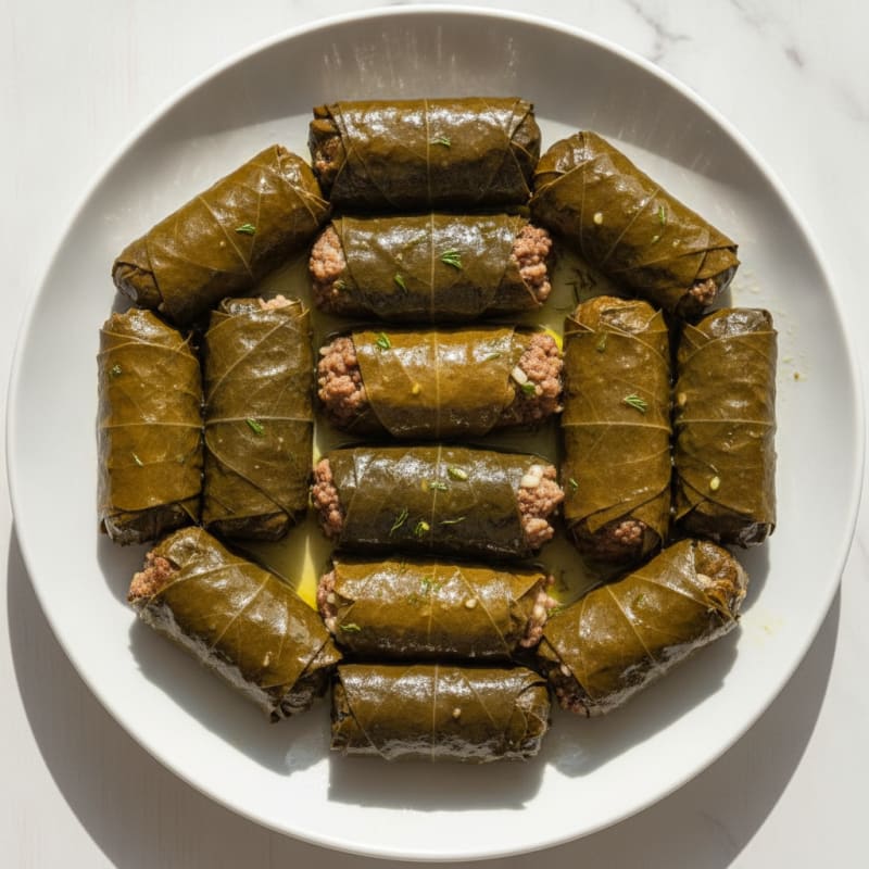 Egyptian Beef and Rice Stuffed Grape Leaves