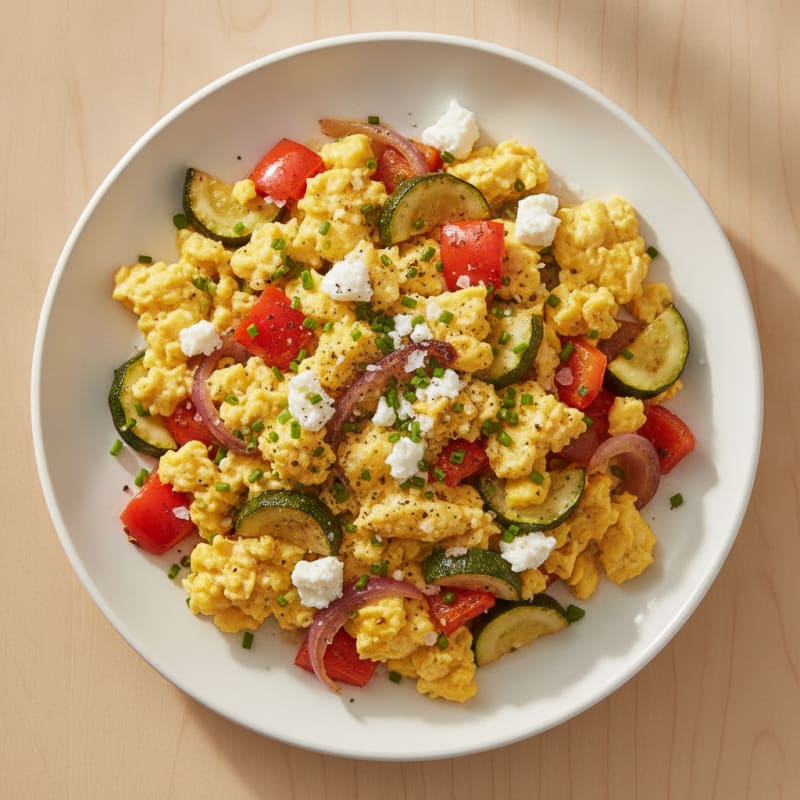 Hearty Scrambled Eggs with Roasted Vegetables