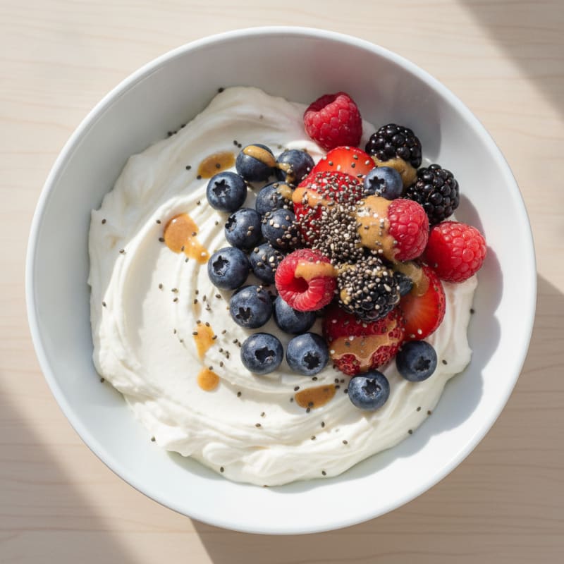Silky Greek Yogurt Protein Pudding with Mixed Berries