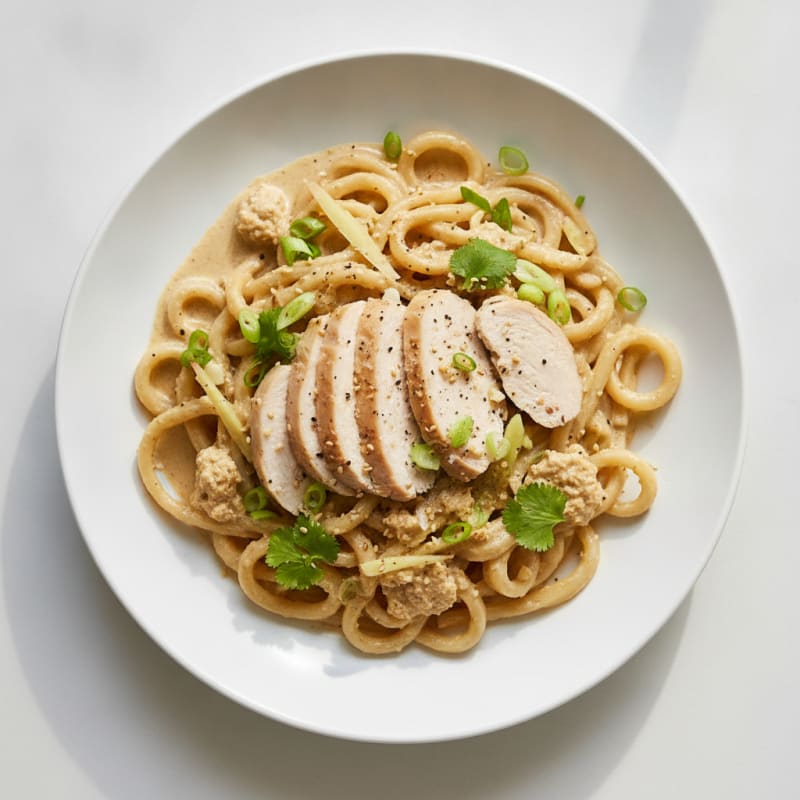 Poached Chicken Tofu-Ginger Udon
