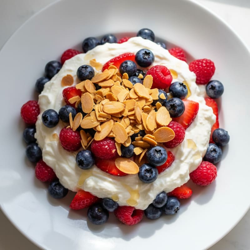 Greek Yogurt Protein Parfait with Berries and Almonds