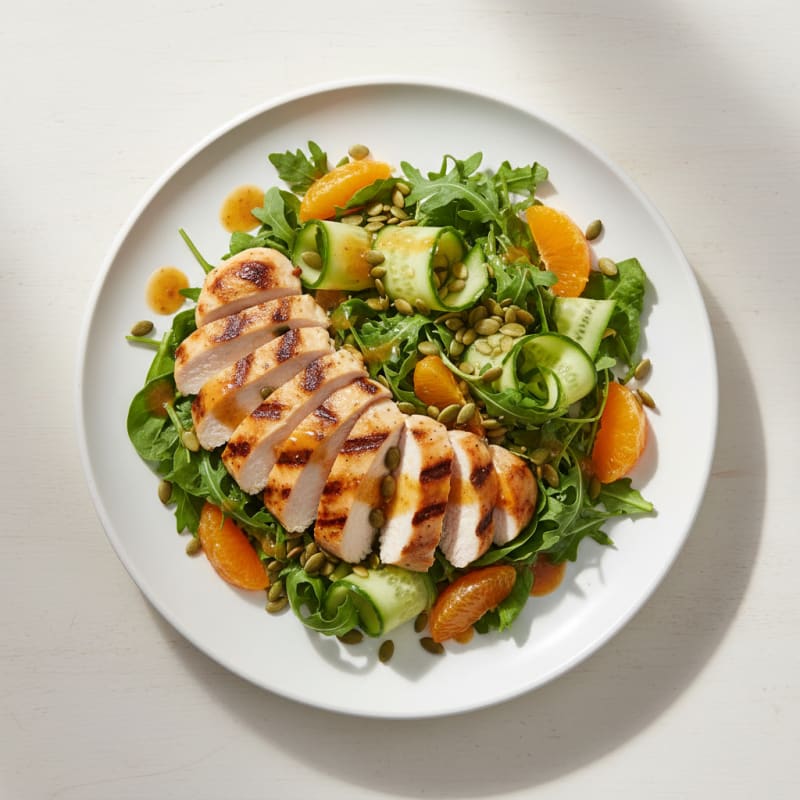 Grilled Chicken Salad with Crunchy Greens and Citrus Vinaigrette