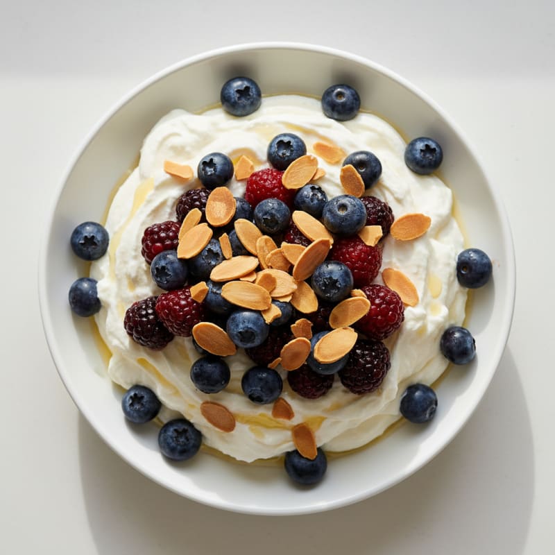 Greek Yogurt Protein Mousse with Mixed Berries