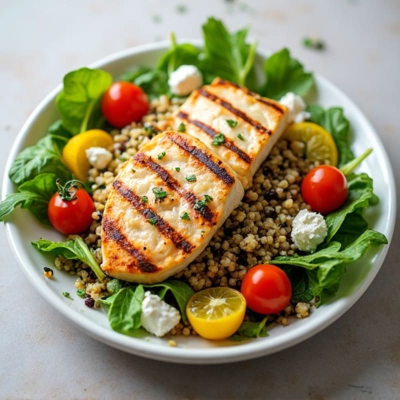 Grilled Chicken and Quinoa Salad with Leafy Greens