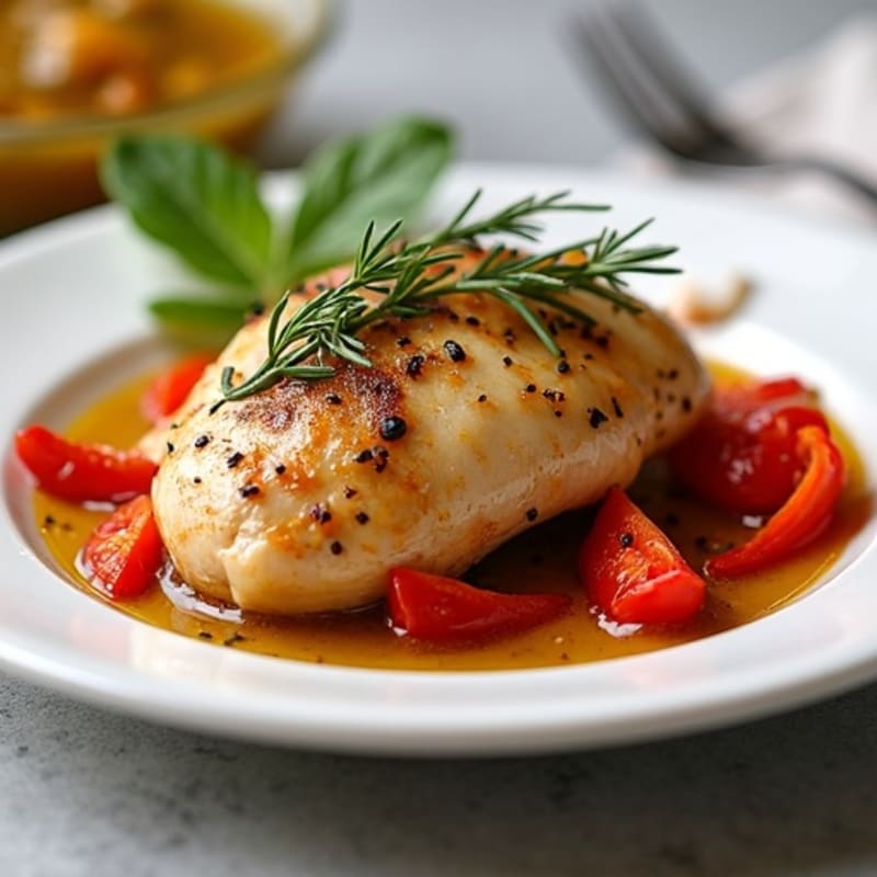 Garlic-Herb Roasted Chicken with Sweet Peppers
