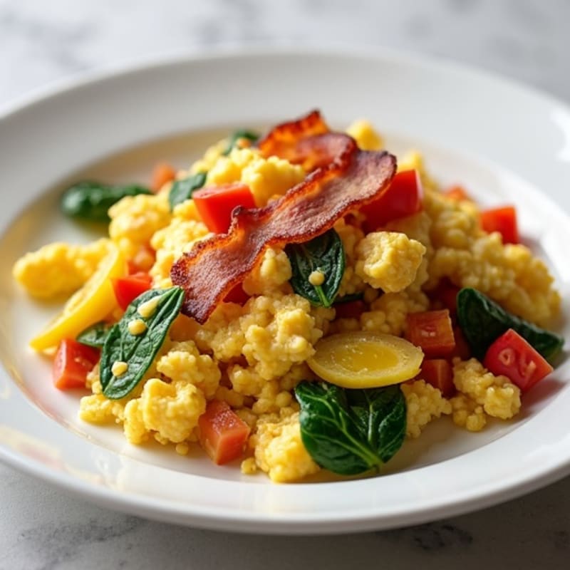 Egg White Veggie Scramble with Turkey Bacon