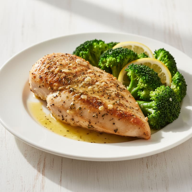 Oven-Baked Herb Chicken Breast with Steamed Broccoli