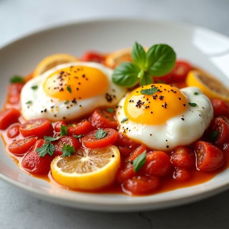 Spiced Tomato Poached Eggs with Bell Peppers