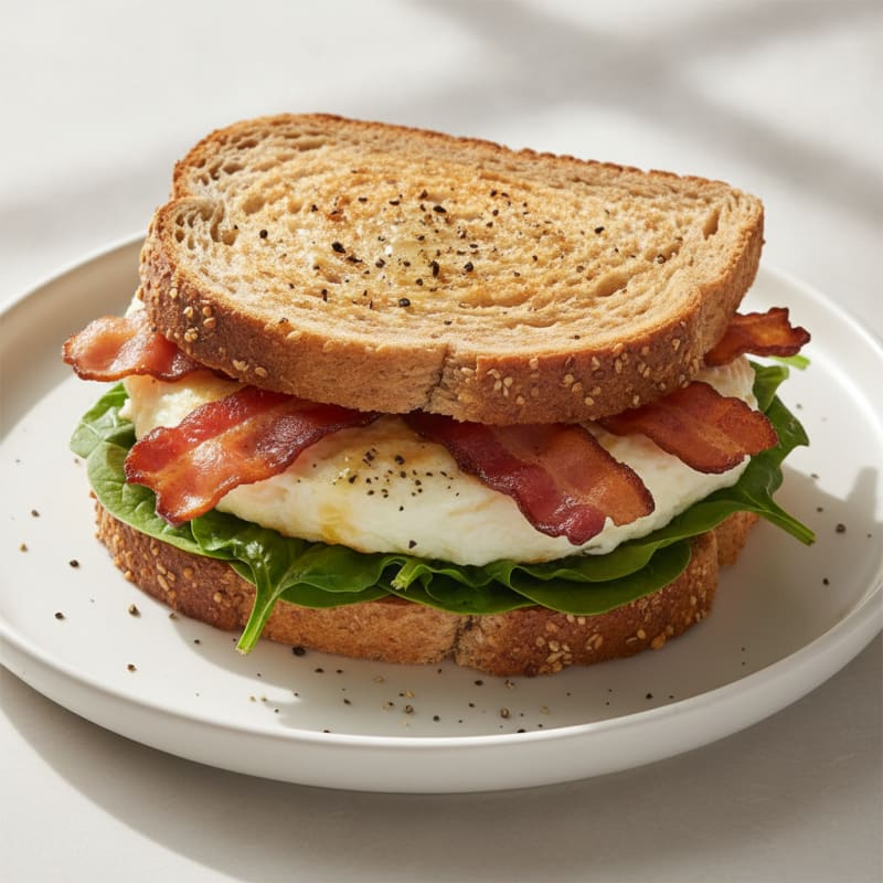 Egg White and Turkey Bacon Sandwich on Whole Wheat Toast